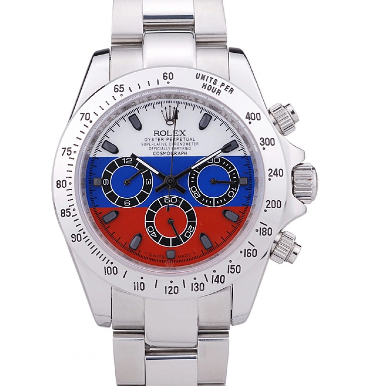 Aaa replica watch Rolex Cosmograph Flag Bracelet Silver Daytona 7473 Dial Russian 0520